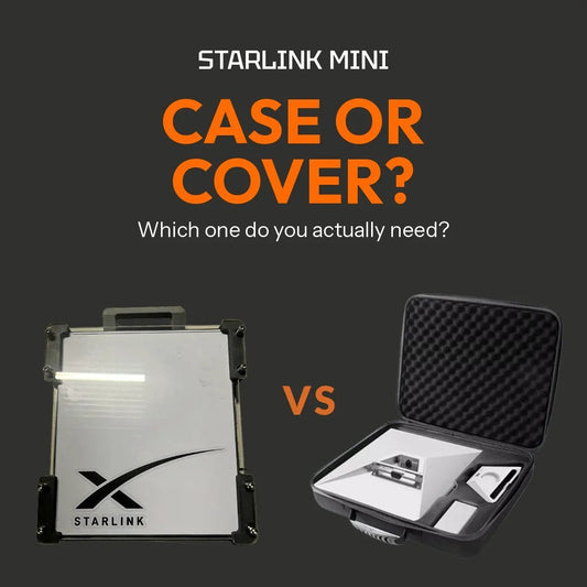 Starlink Mini case vs protective cover comparison - Dishy Armour cover versus carry case