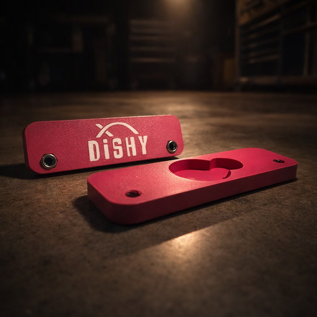 Dishy Mini Mounts AirTag holder Pink - showing Dishy logo and AirTag recess