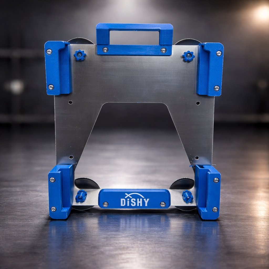 Dishy Mini Mounts Starlink Mini magnetic mount blue - aluminium with stainless hardware, front view