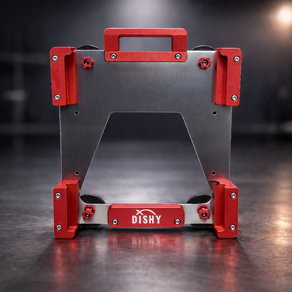 Dishy Mini Mounts Starlink Mini magnetic mount Red - aluminium with stainless hardware, front view