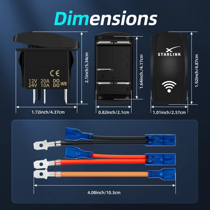 Starlink Illuminated Rocker Switch Kit - Dishy Mini Mounts - Australia