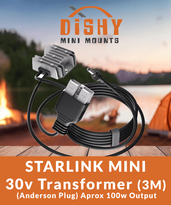 Starlink Mini 12 Volt to 30 Volt Power Supply - Anderson Plug (3m Cable) - Dishy Mini Mounts - Australia