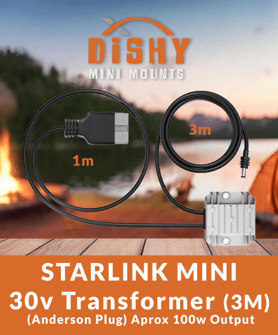 Starlink Mini 12 Volt to 30 Volt Power Supply - Anderson Plug (3m Cable) - Dishy Mini Mounts - Australia