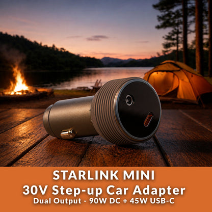 Starlink Mini 2 in 1 Car Adapter - 30V Step-Up Converter with 45W USB-C port - Dishy Mini Mounts - Australia