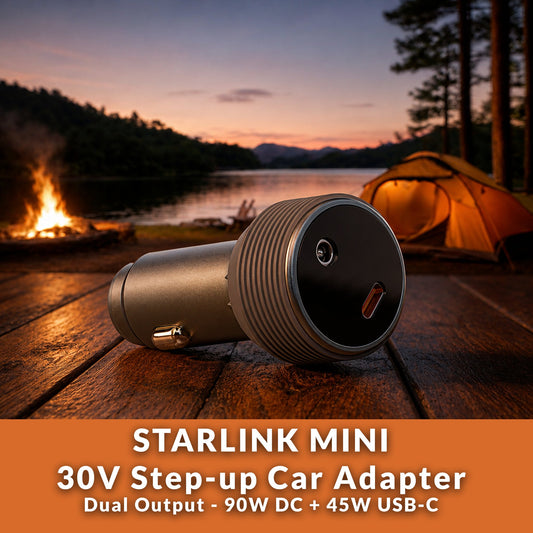 Starlink Mini 2 in 1 Car Adapter - 30V Step-Up Converter with 45W USB-C port - Dishy Mini Mounts - Australia