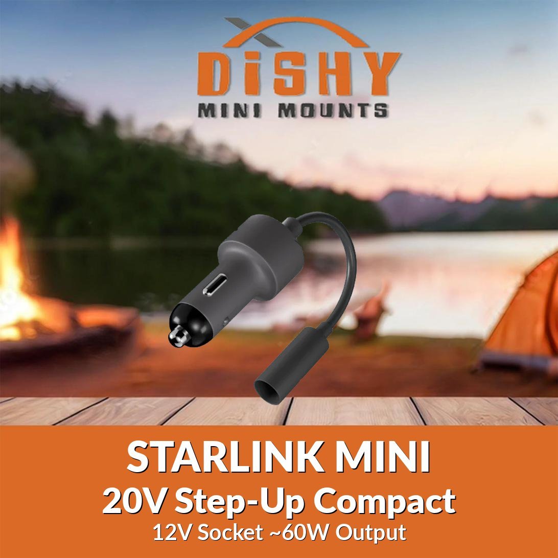 Starlink Mini 20V Step - Up Compact - 12V Socket - Dishy Mini Mounts - Australia