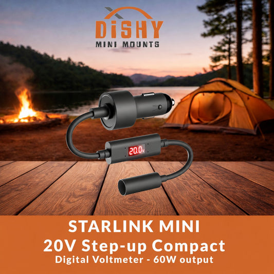 Starlink Mini 20V Step - Up Compact - with voltmeter - 12V Socket - Dishy Mini Mounts - Australia