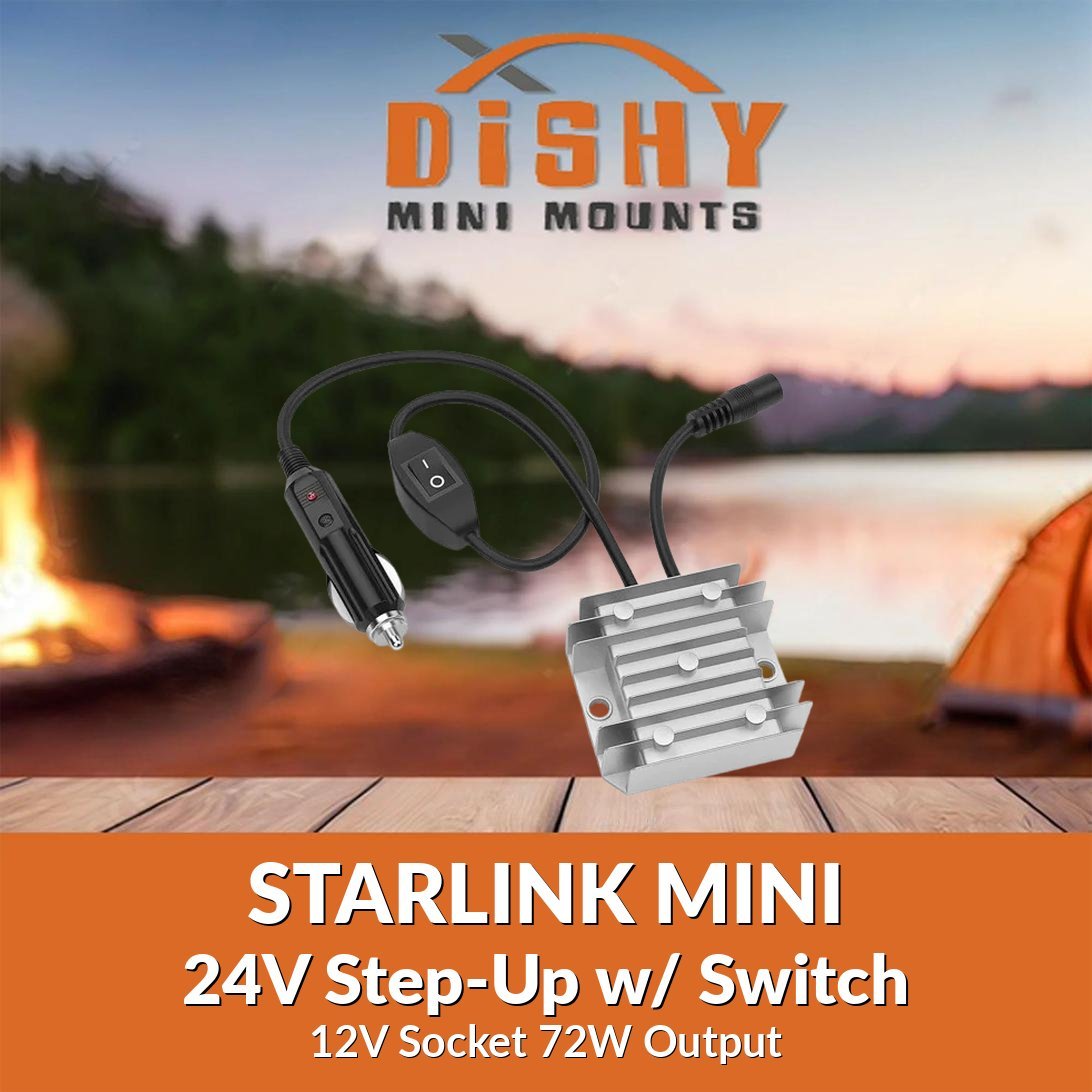 Starlink Mini 24V Step - Up - 12V Socket with On/Off Switch - Dishy Mini Mounts - Australia