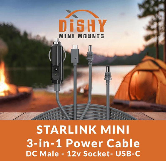 Starlink Mini 3 - in - 1 DC Power Cable (3M) - Dishy Mini Mounts - Australia