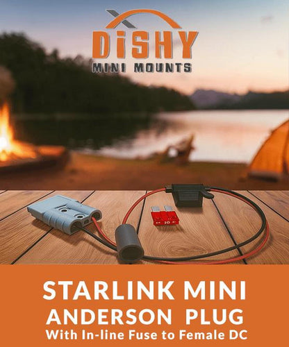 Starlink Mini - Anderson Plug with 10A Inline Fuse to DC female adapter - Dishy Mini Mounts - Australia