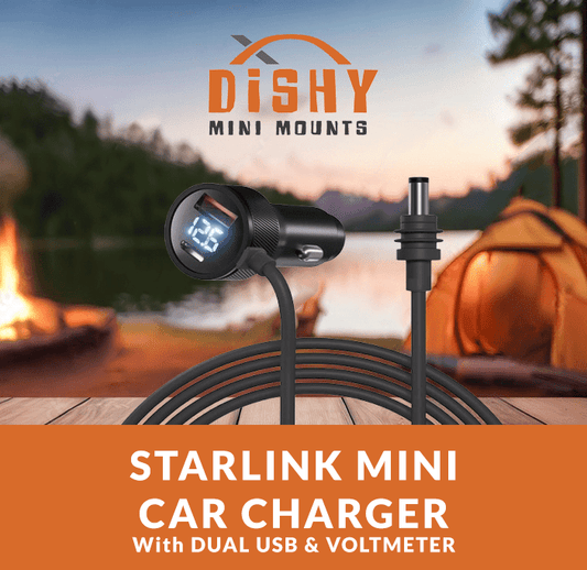 Starlink Mini - Dual USB Car Charger with 3m DC Cable & Digital Voltmeter - Dishy Mini Mounts - Australia